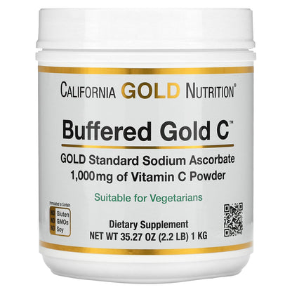 California Gold Nutrition, Buffered Gold C, Non-Acidic Vitamin C Powder, Sodium Ascorbate, 2.2 lb (1 kg)