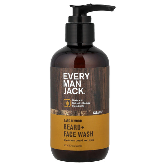 Every Man Jack, Beard + Face Wash, Sandalwood, 6.7 fl oz (200 ml)