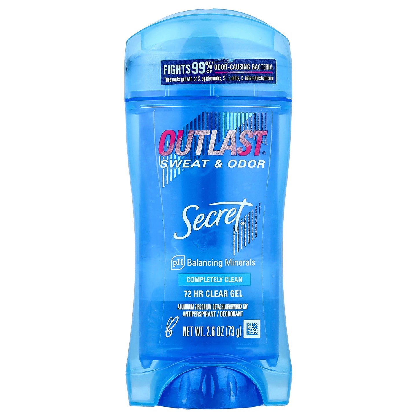 Secret, Outlast®, Sweat & Odor, 72 HR Clear Gel Deodorant, Completely Clean, 2.6 oz (73 g)