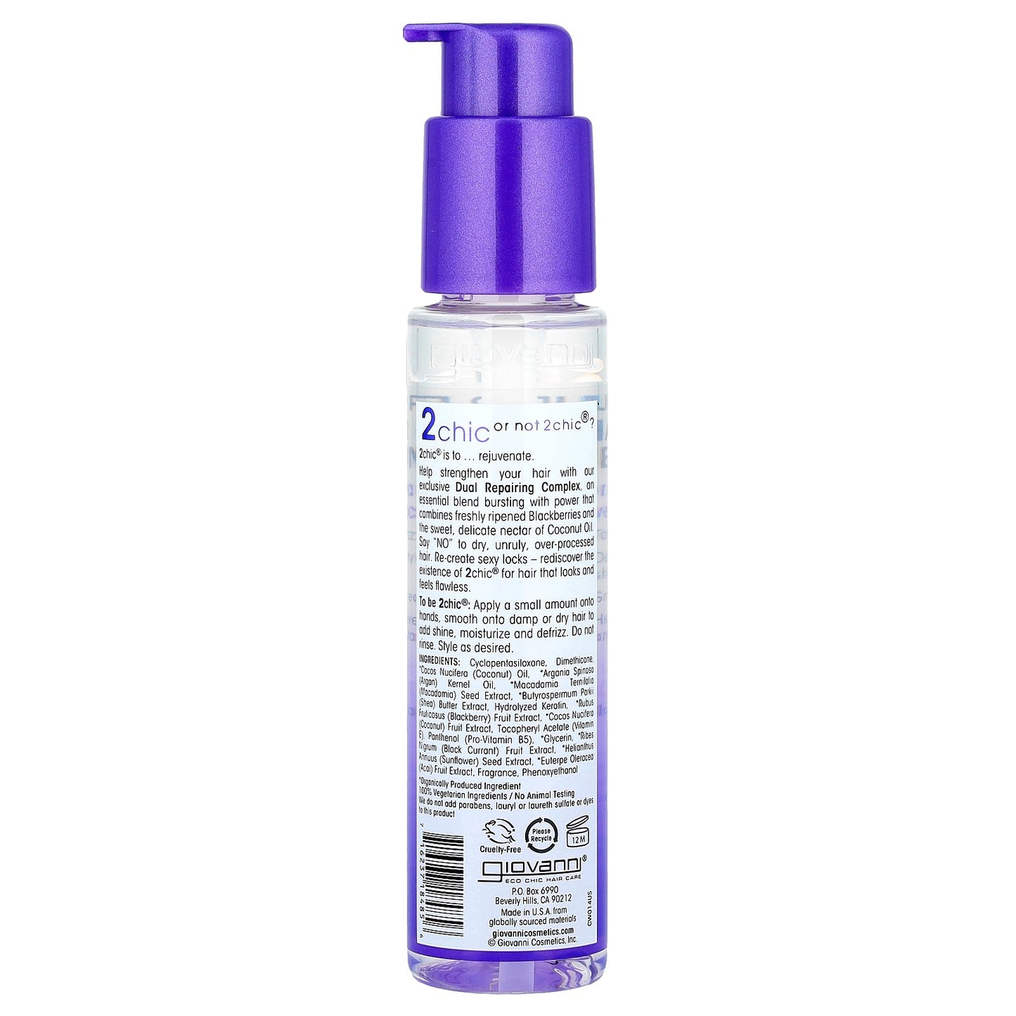Giovanni, 2chic®, Repairing Super Potion Hair Oil Serum, Blackberry + Coconut Oil, 2.75 fl oz (81 ml)