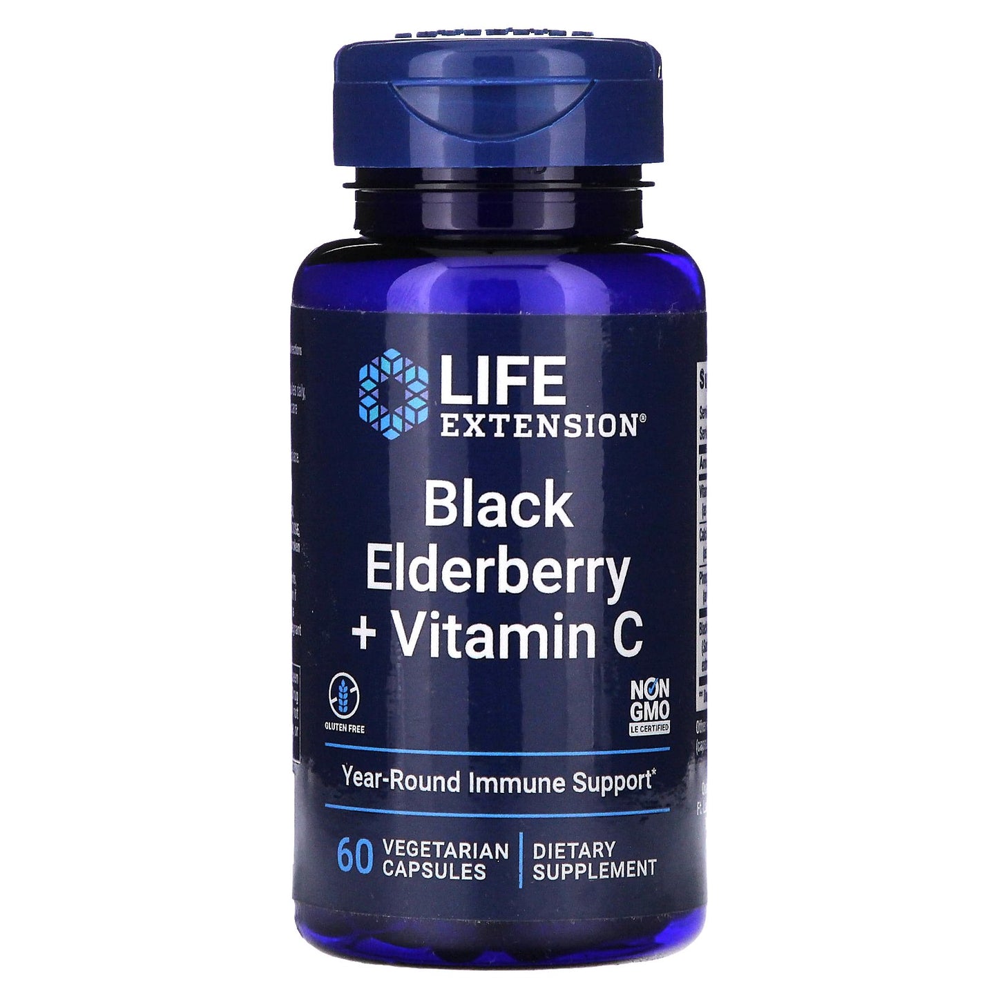 Life Extension, Black Elderberry + Vitamin C, 60 Vegetarian Capsules