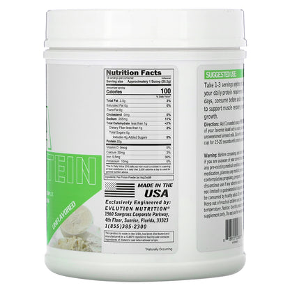 EVLution Nutrition, Pea Protein, Unflavored, 1 lb (454 g)