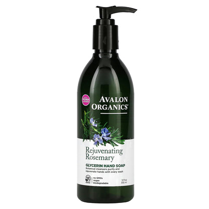 Avalon Organics, Glycerin Hand Soap, Rejuvenating Rosemary, 12 fl oz (355 ml)