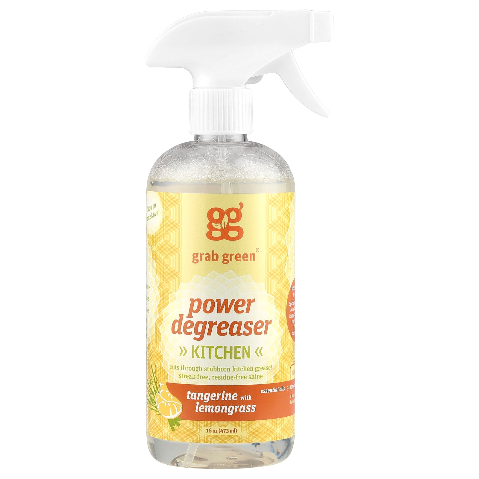 Grab Green, Kitchen Power Degreaser, Tangerine with Lemongrass, 16 oz (473 ml)