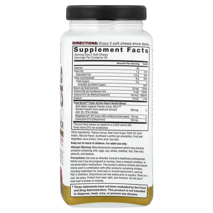 Force Factor, Total Beets® With CoQ10, Ultimate Heart Health, Pomegranate Berry, 60 Superfood Soft Chews