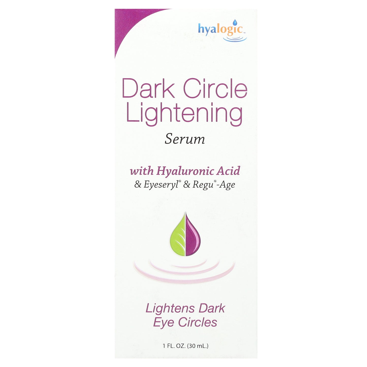 Hyalogic, Dark Circle Lightening Serum with Hyaluronic Acid & Eyeseryl & Regu-Age, Fragrance Free, 1 fl oz (30 ml)