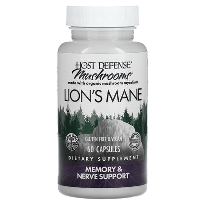 Host Defense, Mushrooms, Lion's Mane, 1 g, 60 Capsules