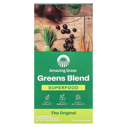Amazing Grass, Greens Blend Superfood, 15 Individual Packets, 0.28 oz (8 g) Each