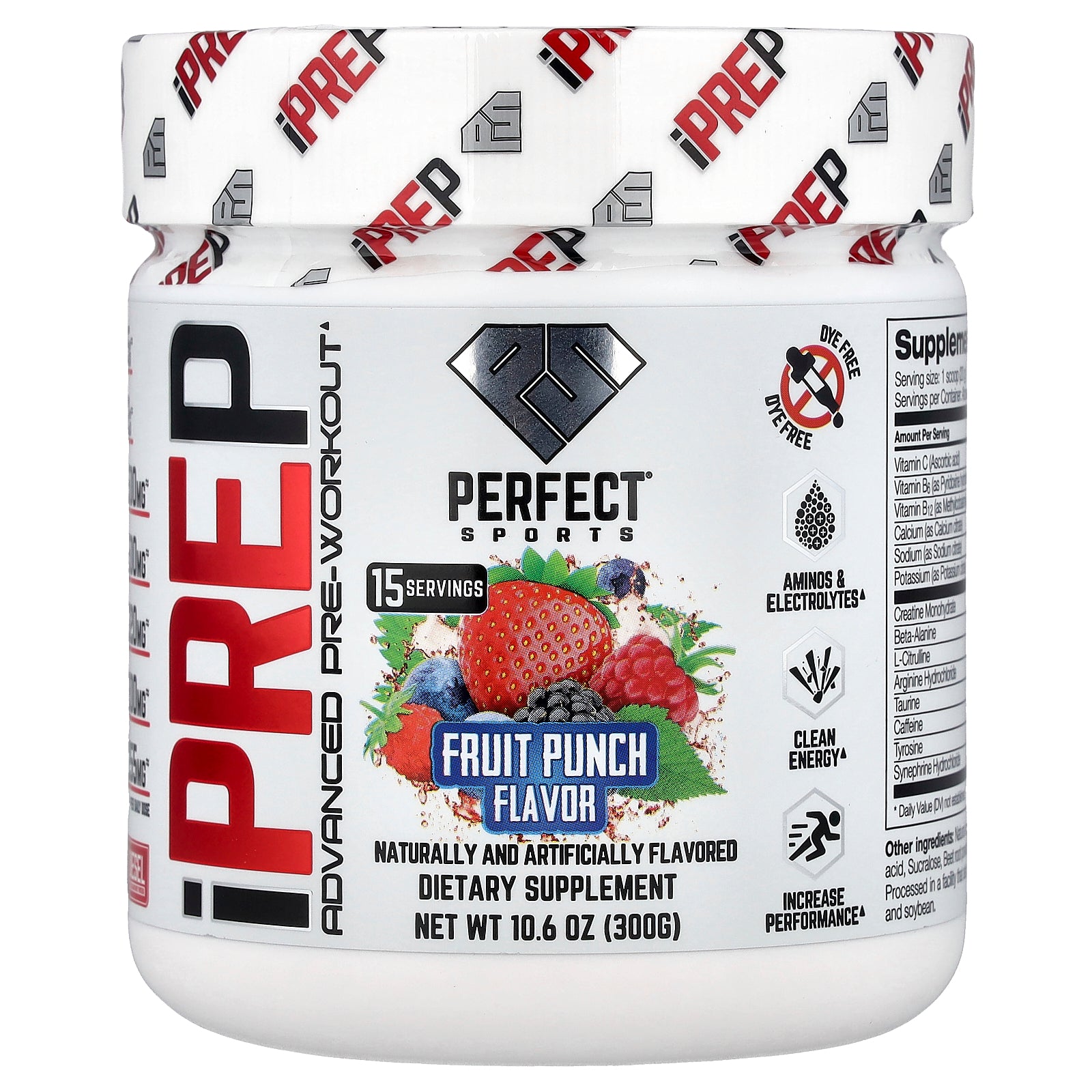 PERFECT Sports, iPrep, Advanced Pre-Workout, Fruit Punch, 10.6 oz (300 g)