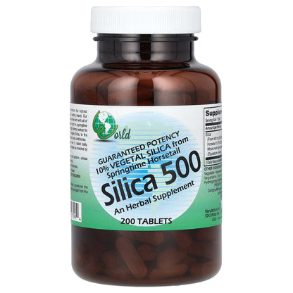 World Organic, Silica 500, 50 mg, 200 Tablets