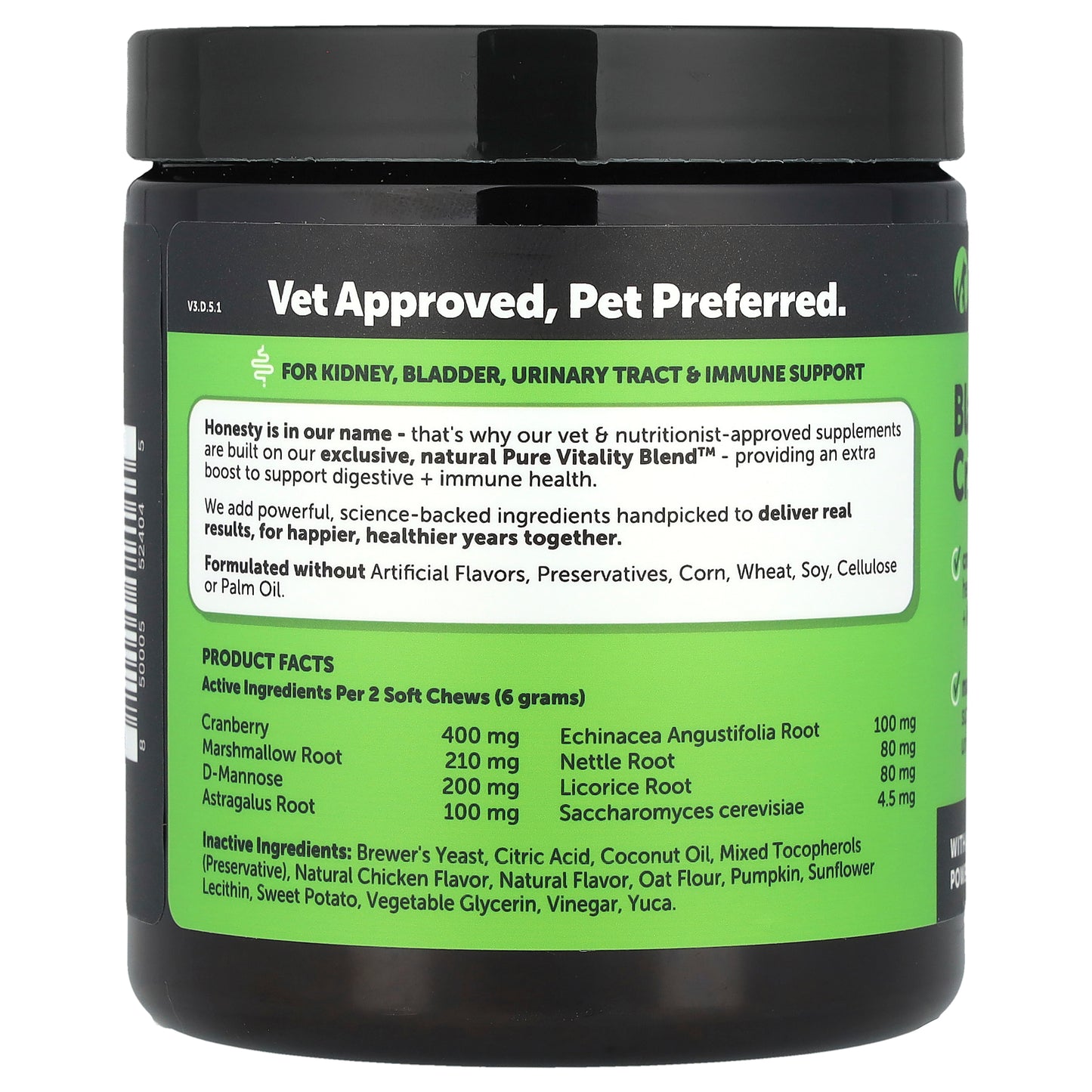 Pet Honesty, Bladder Health Cranberry, For Dogs, Chicken, 90 Soft Chews, 9.5 oz (270 g)