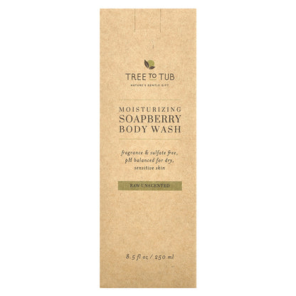 Tree To Tub, Moisturizing Soapberry Body Wash, Raw Unscented , 8.5 fl oz (250 ml)