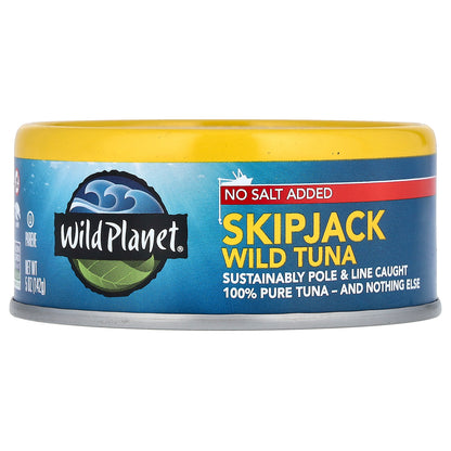 Wild Planet, Skipjack Wild Tuna, No Salt Added, 5 oz (142 g)