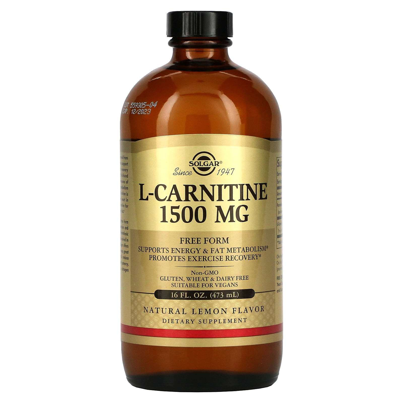 Solgar, L-Carnitine, Natural Lemon, 1,500 mg, 16 fl oz (473 ml)