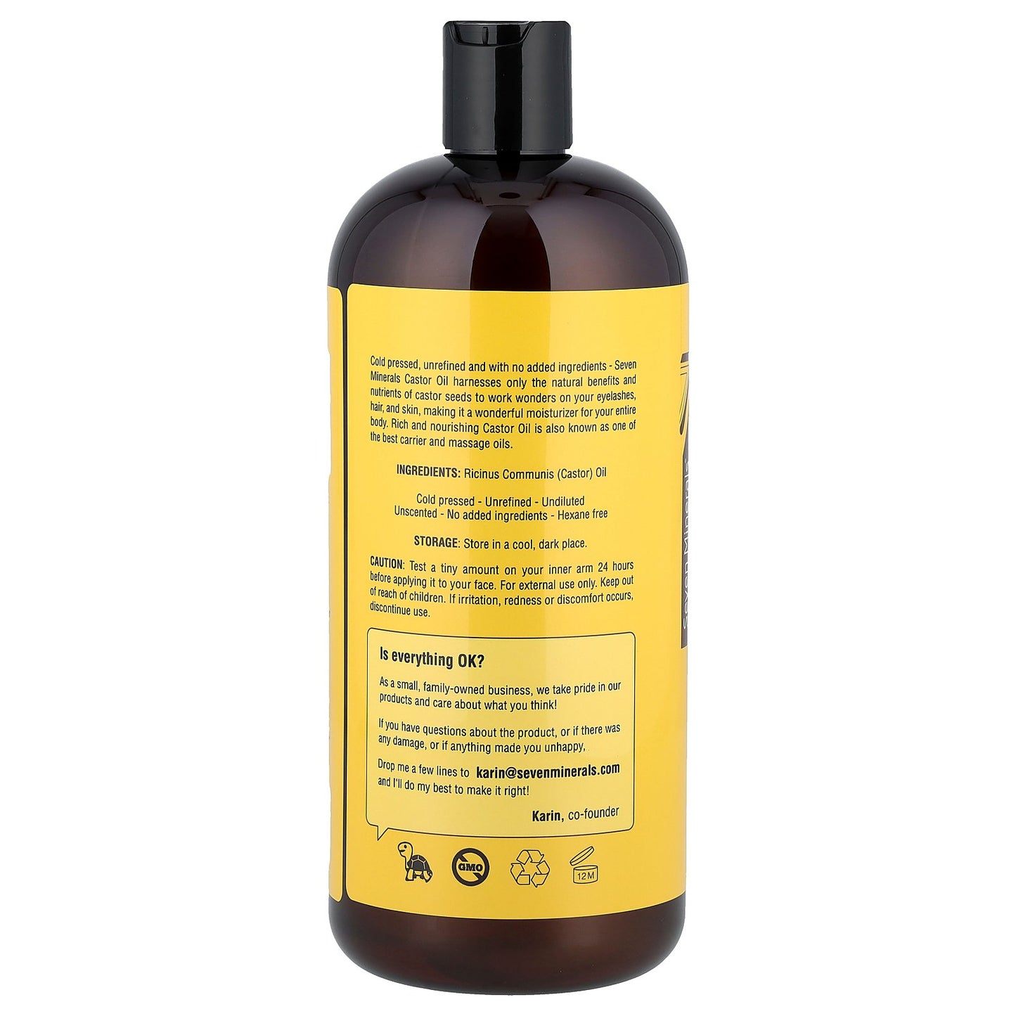 Seven Minerals, Pure Castor Oil, Cold Pressed & Unrefined, Unscented, 32 fl oz (950 ml)