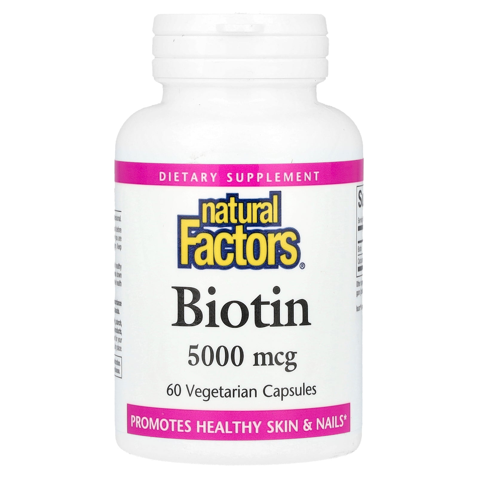 Natural Factors, Biotin, 5,000 mcg, 60 Vegetarian Capsules