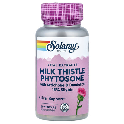 Solaray, Vital Extracts, Milk Thistle Phytosome With Artichoke & Dandelion 15% Silybin, 60 VegCaps