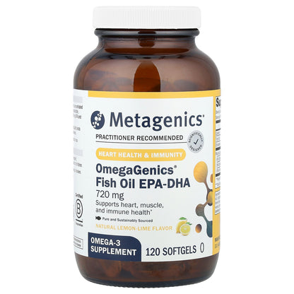 Metagenics, OmegaGenics®, Fish Oil EPA-DHA, Natural Lemon-Lime, 720 mg, 120 Softgels