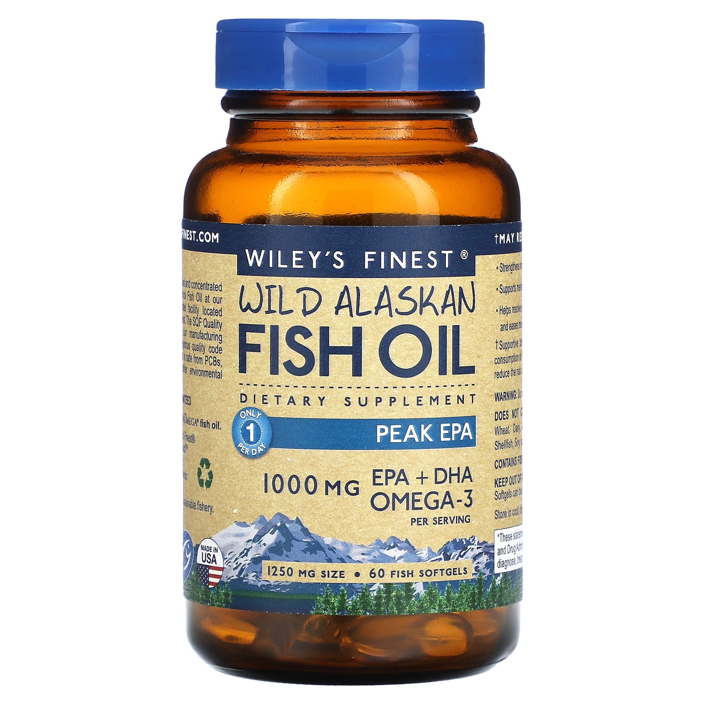 Wiley's Finest, Wild Alaskan Fish Oil, Peak EPA, 60 Softgels