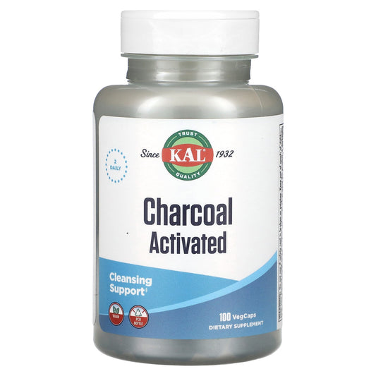 KAL, Charcoal Activated, 500 mg, 100 VegCaps (250 mg per VegCap)