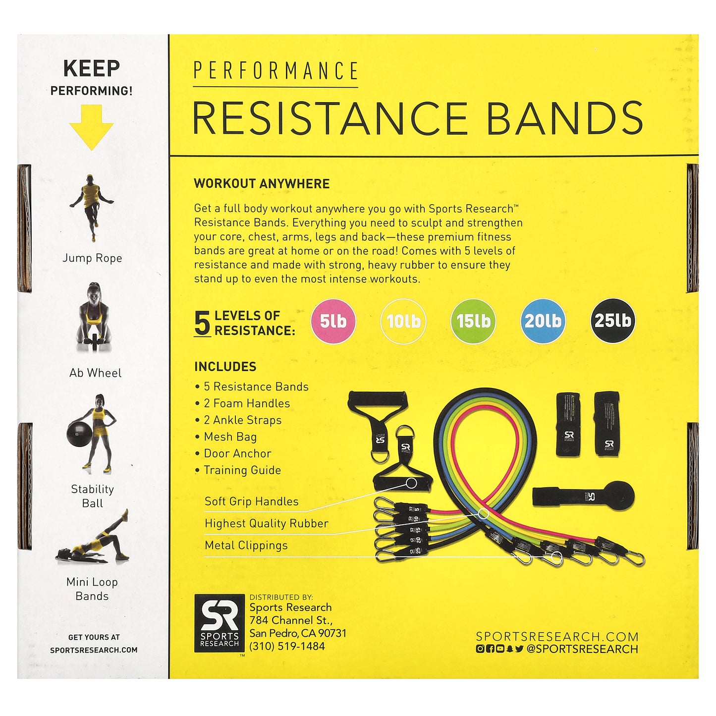 Sports Research, Performance Resistance Bands, 12 Piece Kit