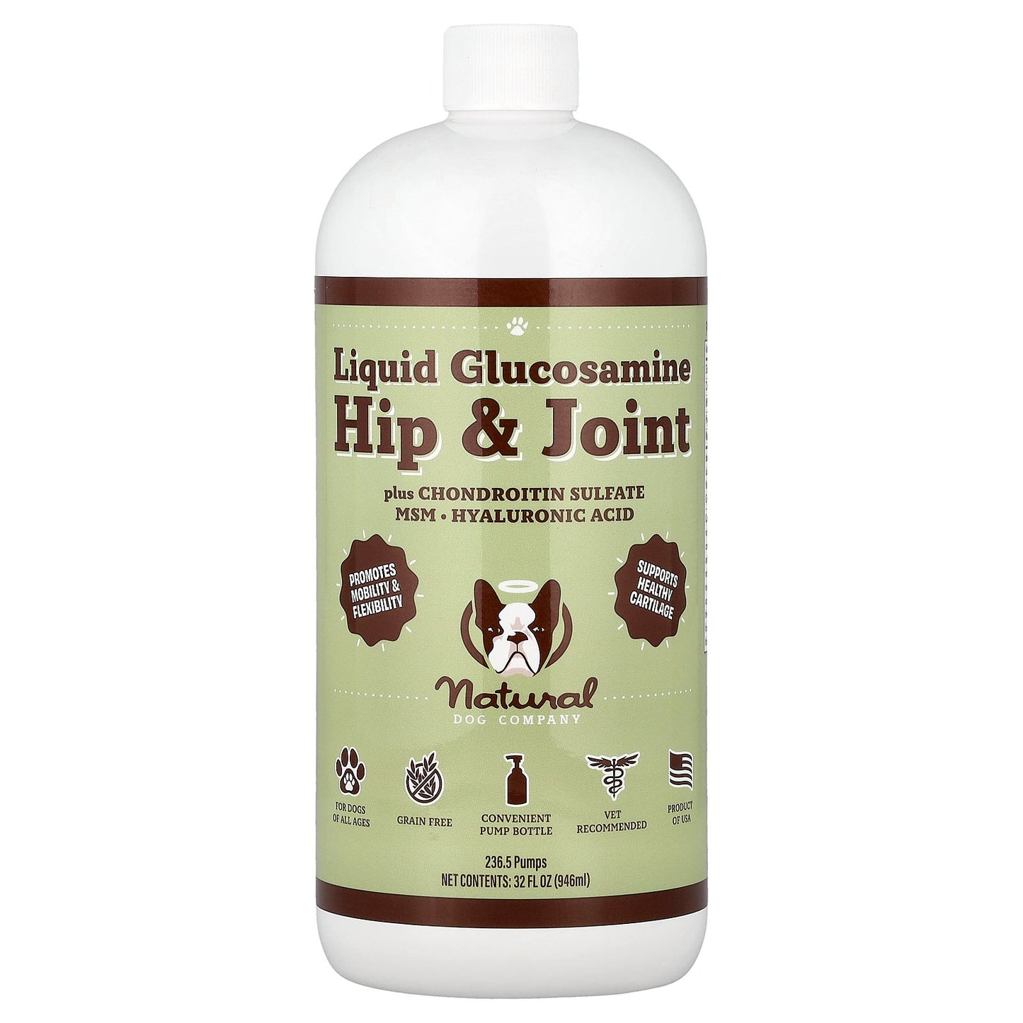 Natural Dog Company, Hip & Joint Liquid Glucosamine, For Dogs, All Ages, 32 fl oz (946 ml)