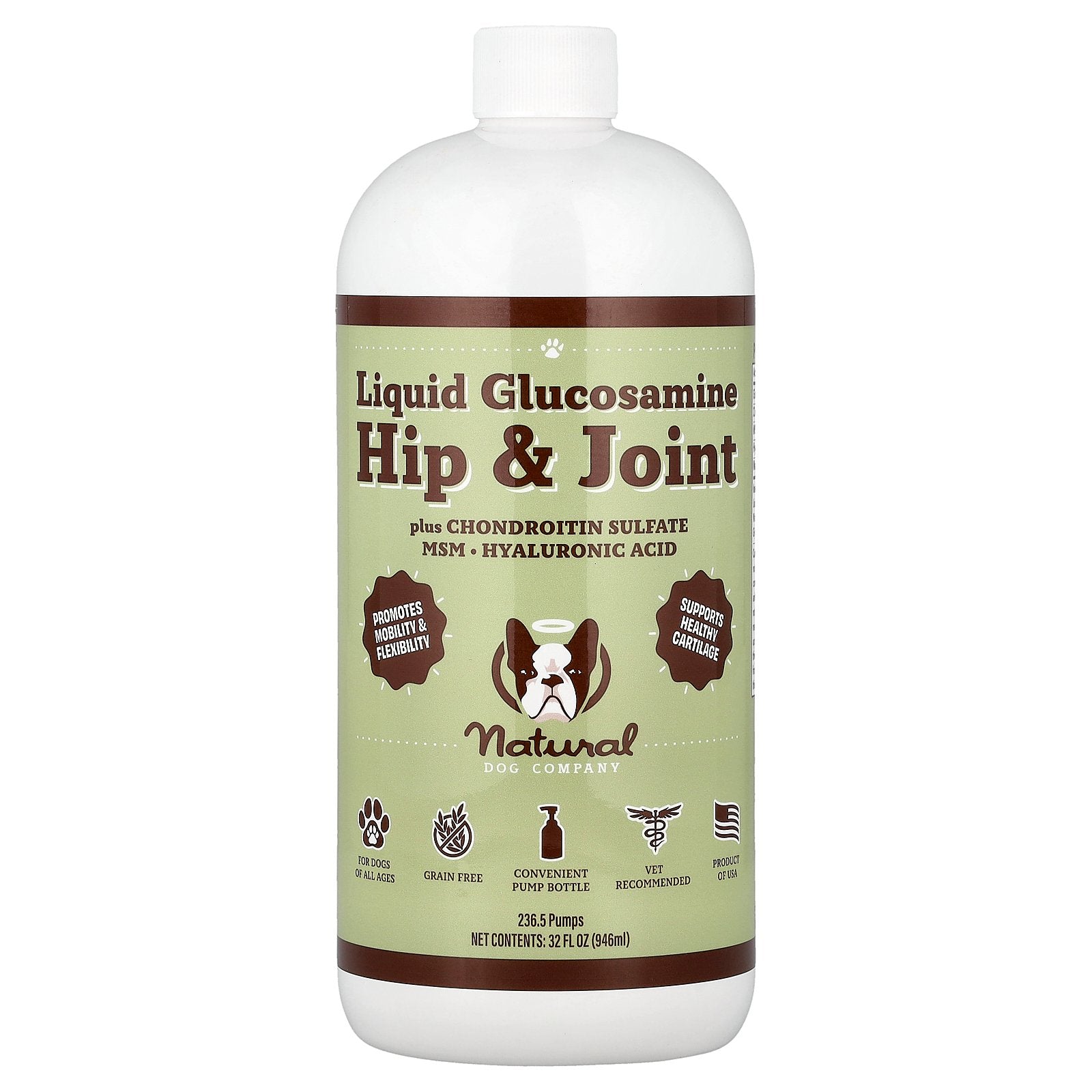 Natural Dog Company, Hip & Joint Liquid Glucosamine, For Dogs, All Ages, 32 fl oz (946 ml)