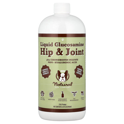 Natural Dog Company, Hip & Joint Liquid Glucosamine, For Dogs, All Ages, 32 fl oz (946 ml)