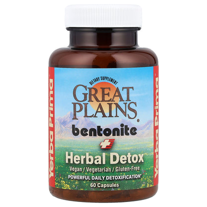 Yerba Prima, Great Plains® Bentonite + Herbal Detox, 60 Capsules