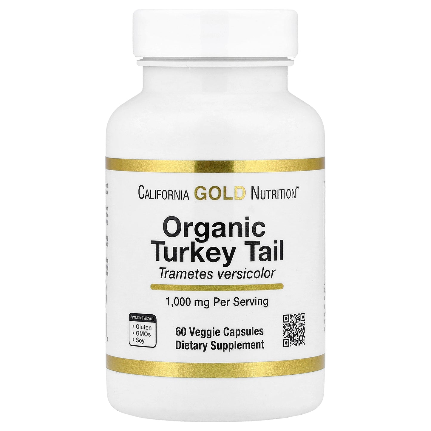 California Gold Nutrition, Organic Turkey Tail Mushroom, 60 Veggie Capsules (0.5 g per Capsule)