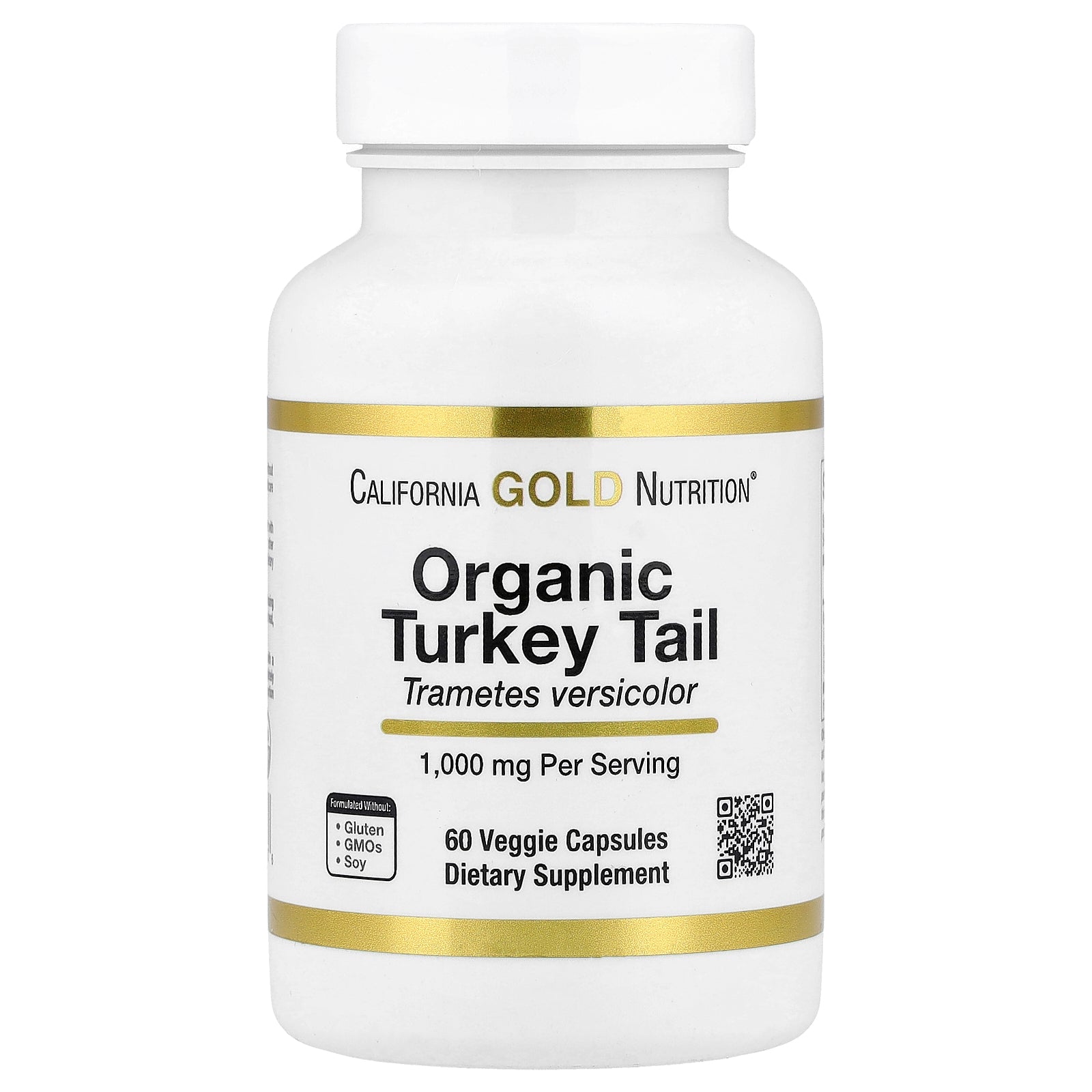 California Gold Nutrition, Organic Turkey Tail Mushroom, 60 Veggie Capsules (0.5 g per Capsule)