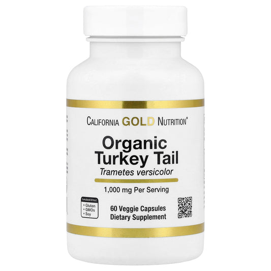 California Gold Nutrition, Organic Turkey Tail Mushroom, 60 Veggie Capsules (0.5 g per Capsule)