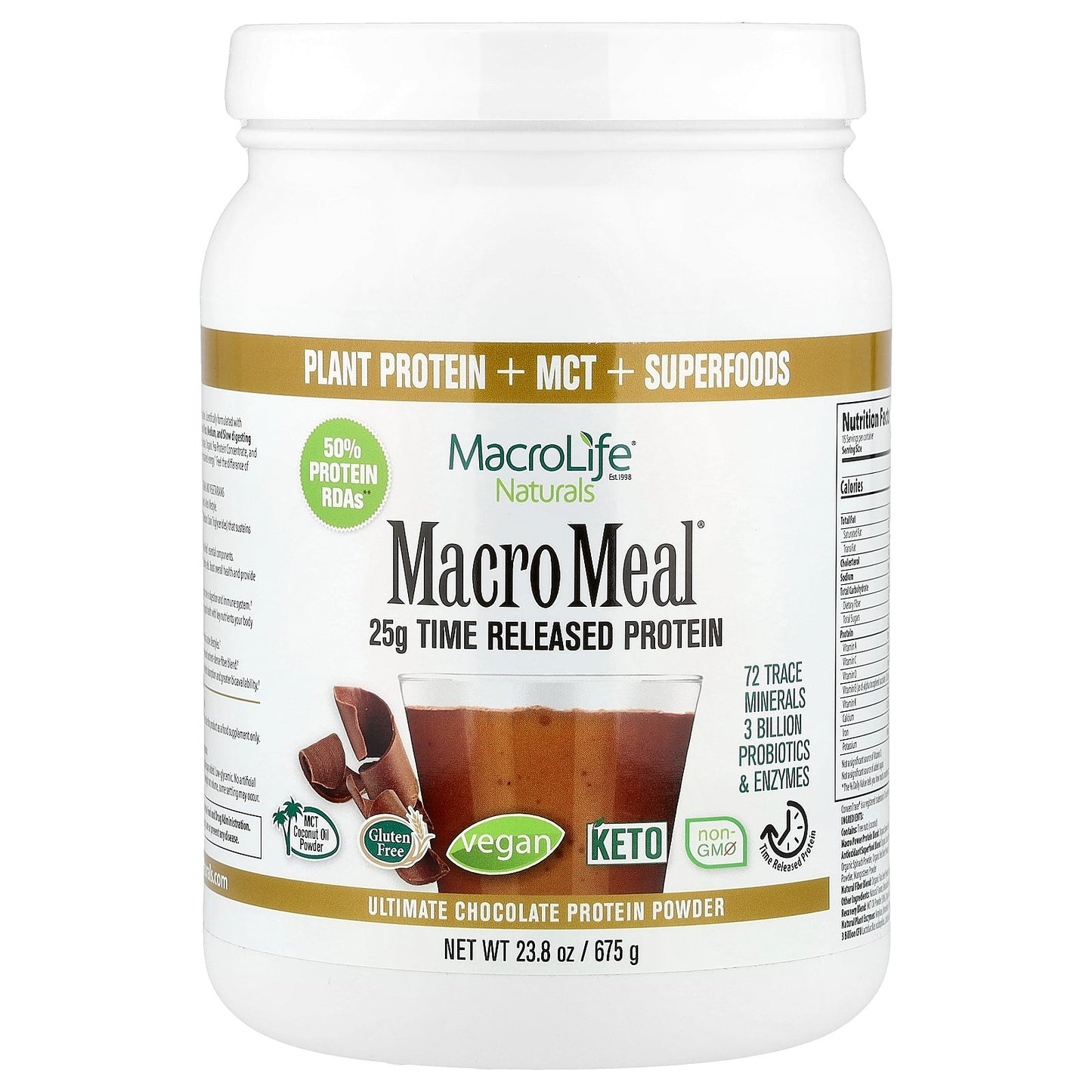 Macrolife Naturals, Macro Meal®, Ultimate Protein Powder, Chocolate, 23.8 oz (675 g)