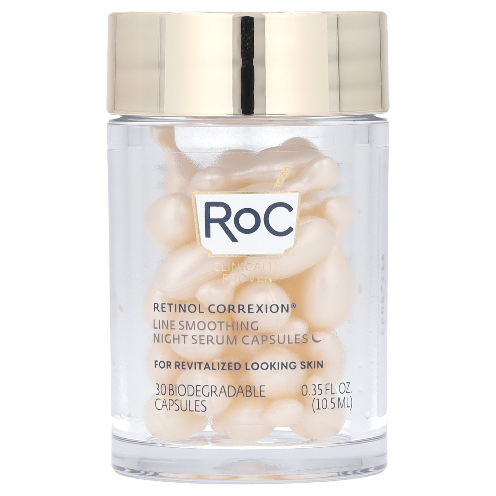 RoC, Retinol Correxion, Line Smoothing Night Serum Capsules, 30 Biodegradable Capsules, 0.35 fl oz (10.5 ml)