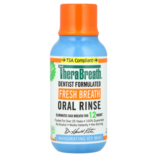 TheraBreath, Fresh Breath Oral Rinse, Invigorating Icy Mint, 3 fl oz (88.7 ml)