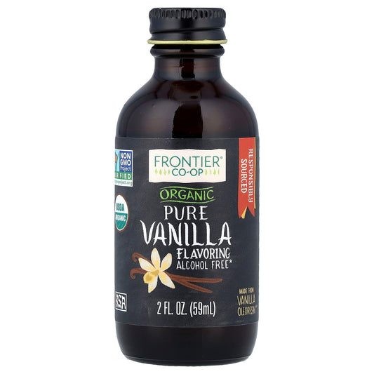 Frontier Co-op, Organic Pure Vanilla Flavoring, Alcohol Free, 2 fl oz (59 ml)