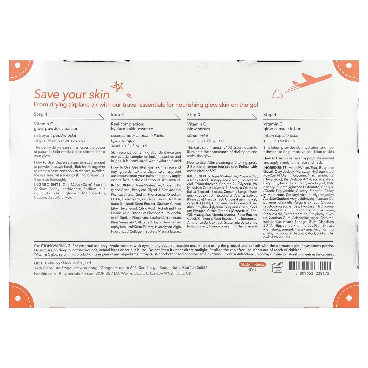 Hanskin, Glow Skin On the Go, 4 Piece Set