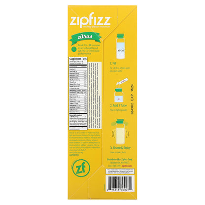 Zipfizz, Energy Drink Mix, Citrus, 20 Tubes, 0.39 oz (11 g) Each