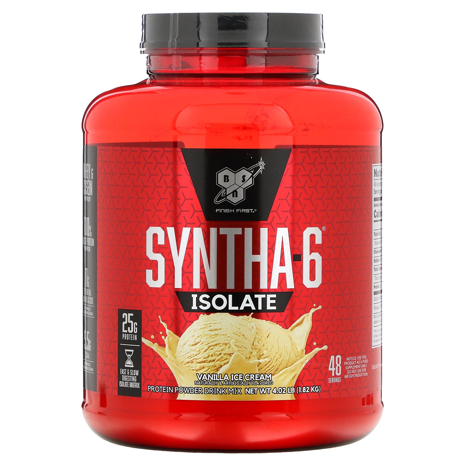 BSN, Syntha-6® Isolate, Protein Powder Drink Mix, Vanilla Ice Cream, 4.02 lbs (1.82 kg)