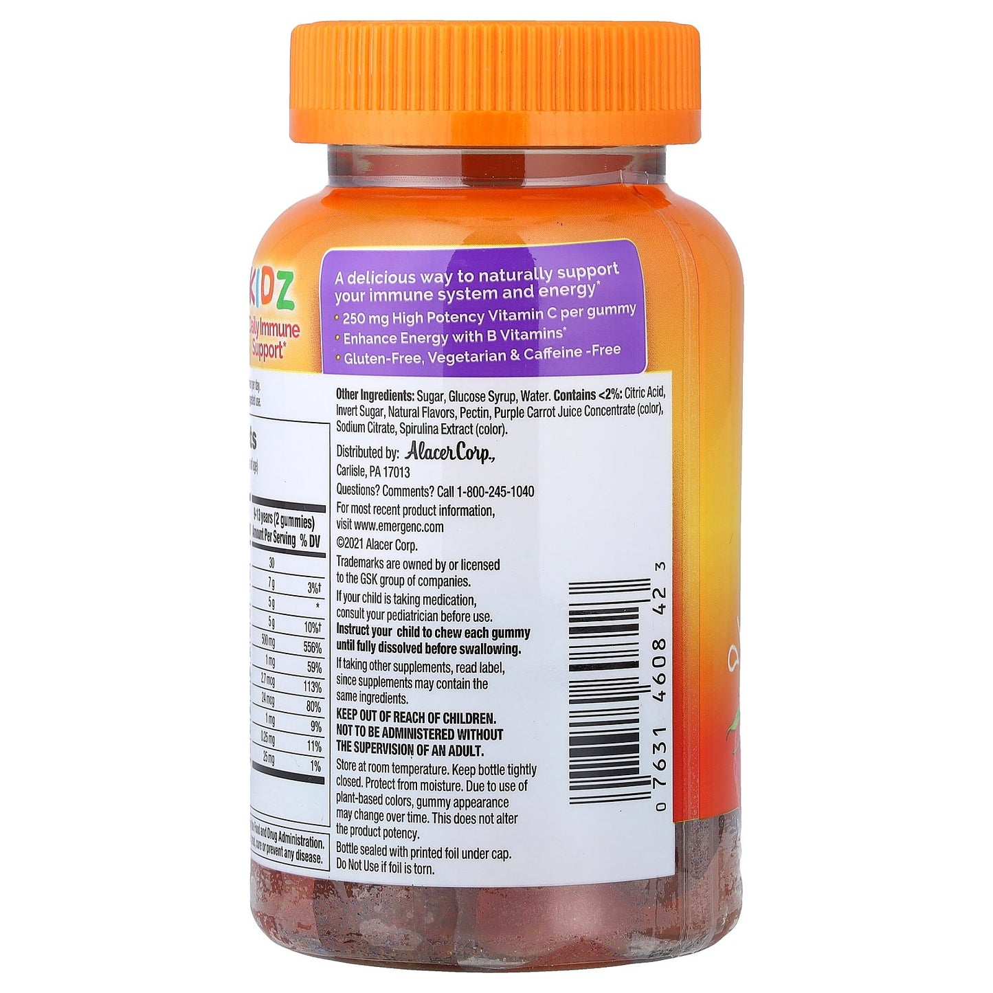 Emergen-C, Kidz, Daily Immune Support Gummies, Berry Bash, 44 Gummies