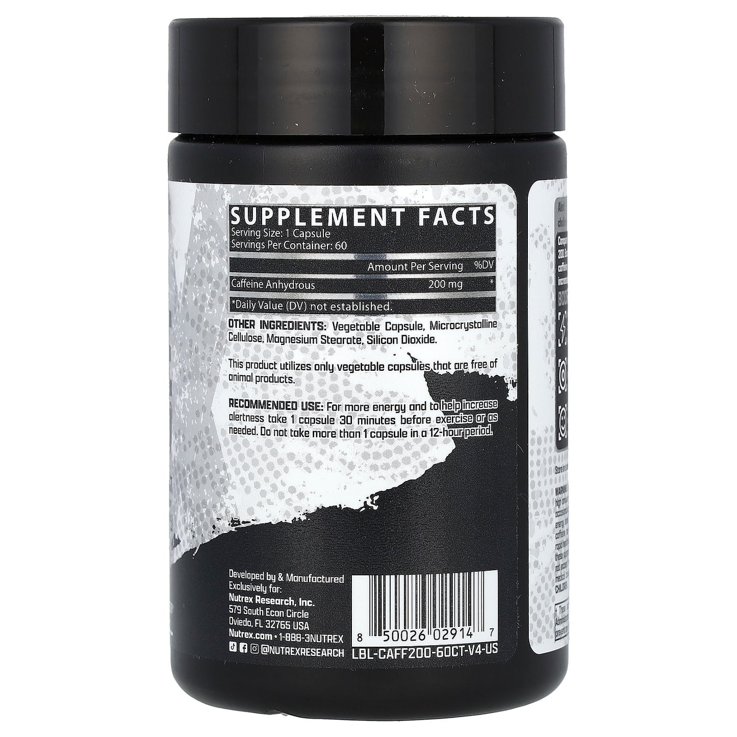 Nutrex Research, Caffeine 200, 200 mg, 60 Capsules
