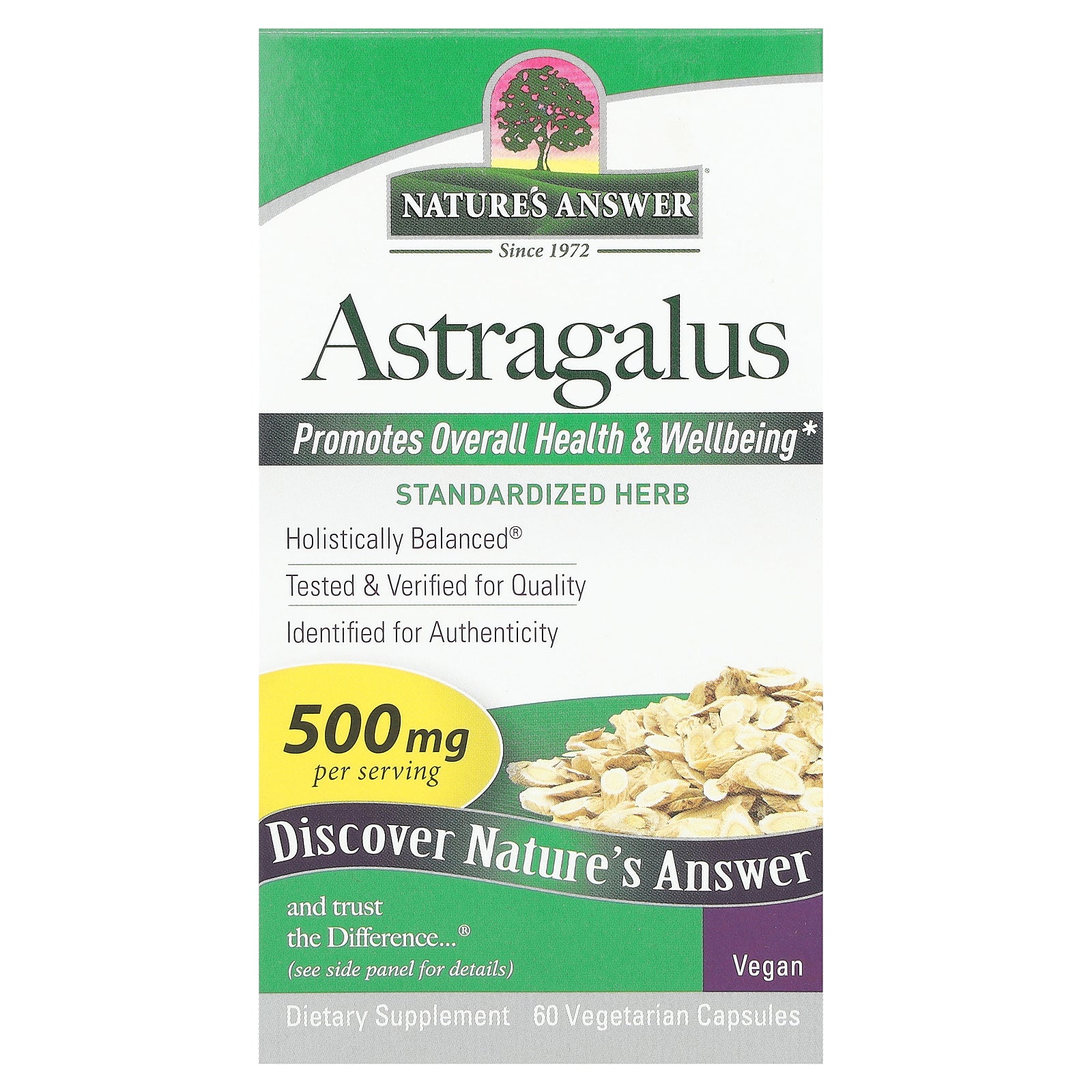 Nature's Answer, Astragalus, 500 mg, 60 Vegetarian Capsules