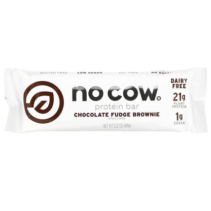 No Cow, Protein Bar, Chocolate Fudge Brownie, 12 Bars, 2.12 oz (60 g) Each