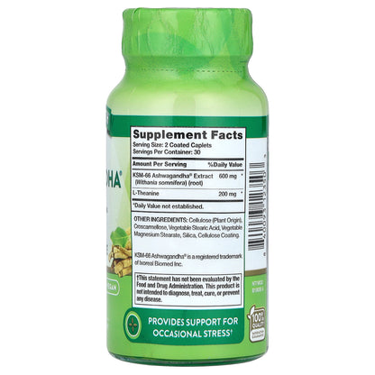 Nature's Truth, KSM-66 Ashwagandha Plus L-Theanine, 60 Coated Caplets