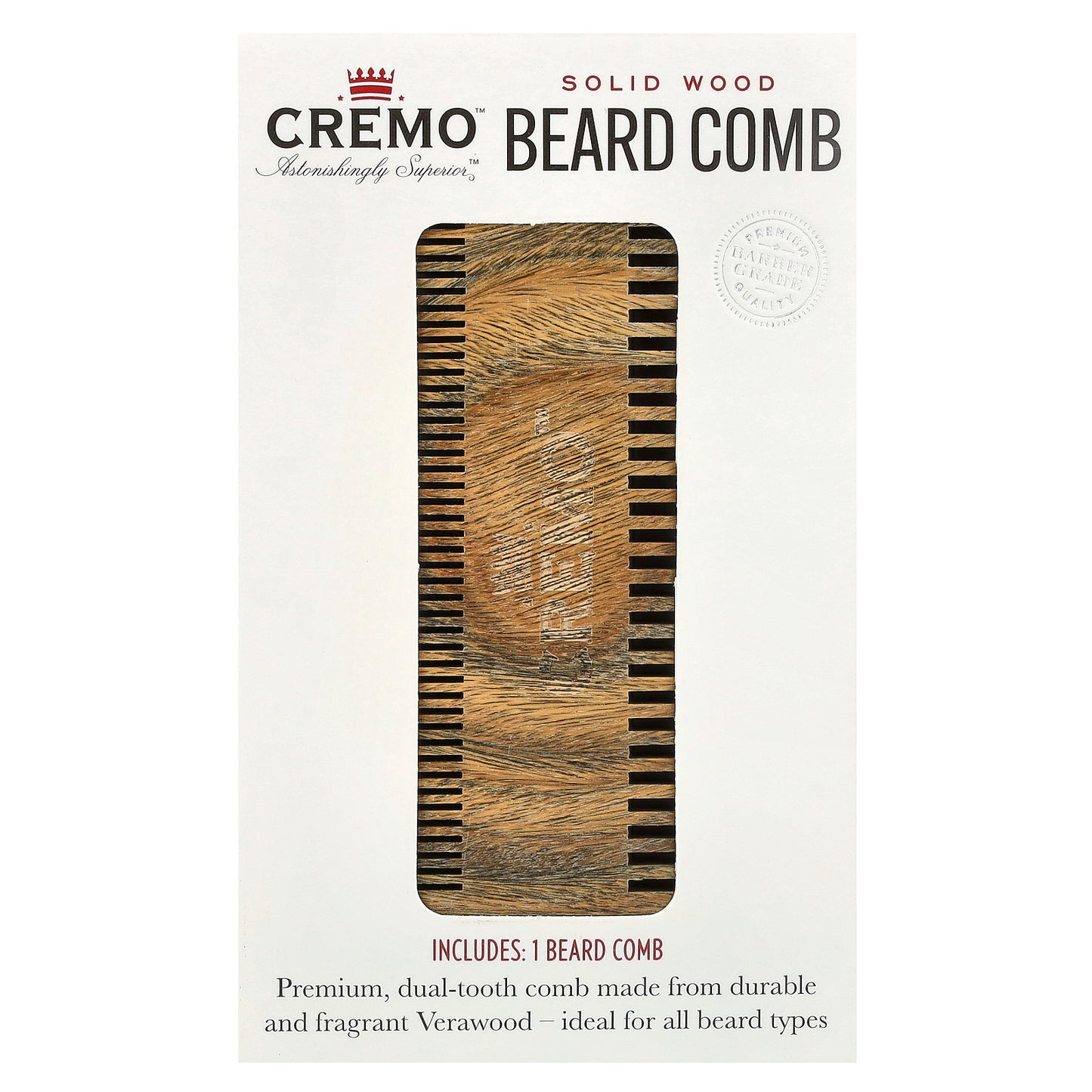 Cremo, Solid Wood Beard Comb, 1 Comb