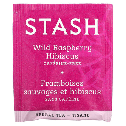 Stash Tea, Herbal Tea, Wild Raspberry Hibiscus, Caffeine Free, 20 Tea Bags,1.3 oz (38 g)