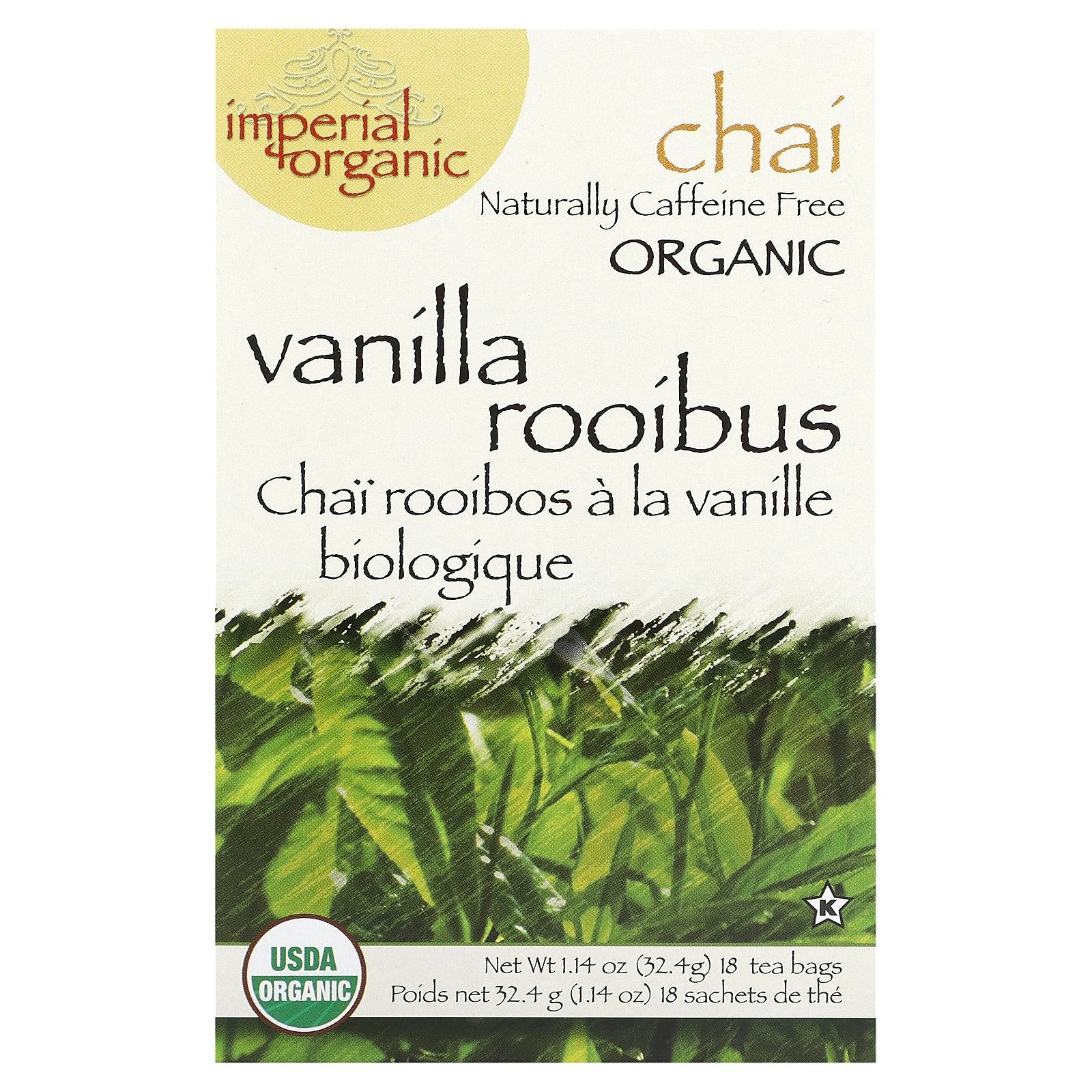 Uncle Lee's Tea, Imperial Organic, Vanilla Rooibos Chai, Caffeine Free, 18 Tea Bags, 1.14 oz (32.4 g)