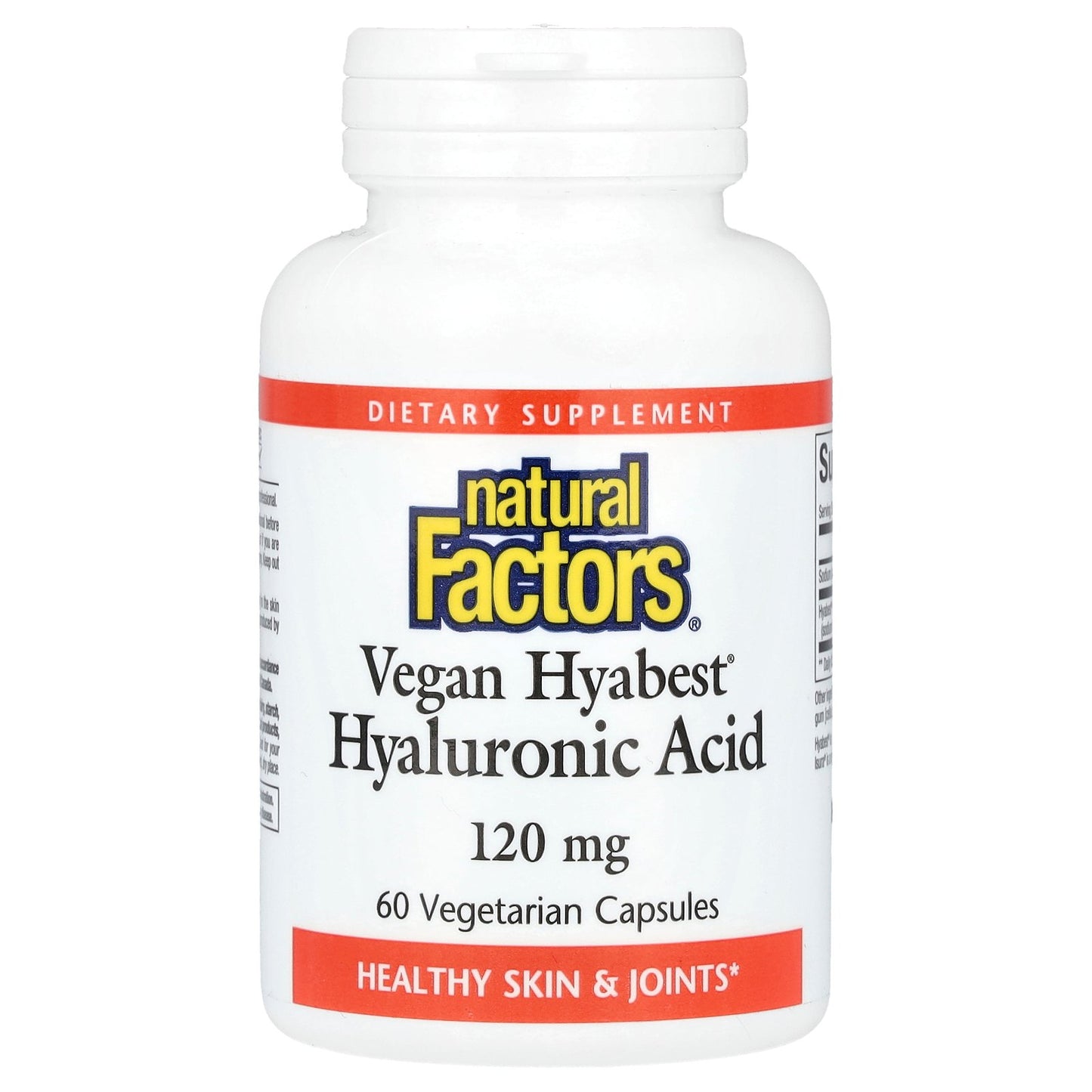 Natural Factors, Vegan Hyabest, Hyaluronic Acid, 120 mg, 60 Vegetarian Capsules