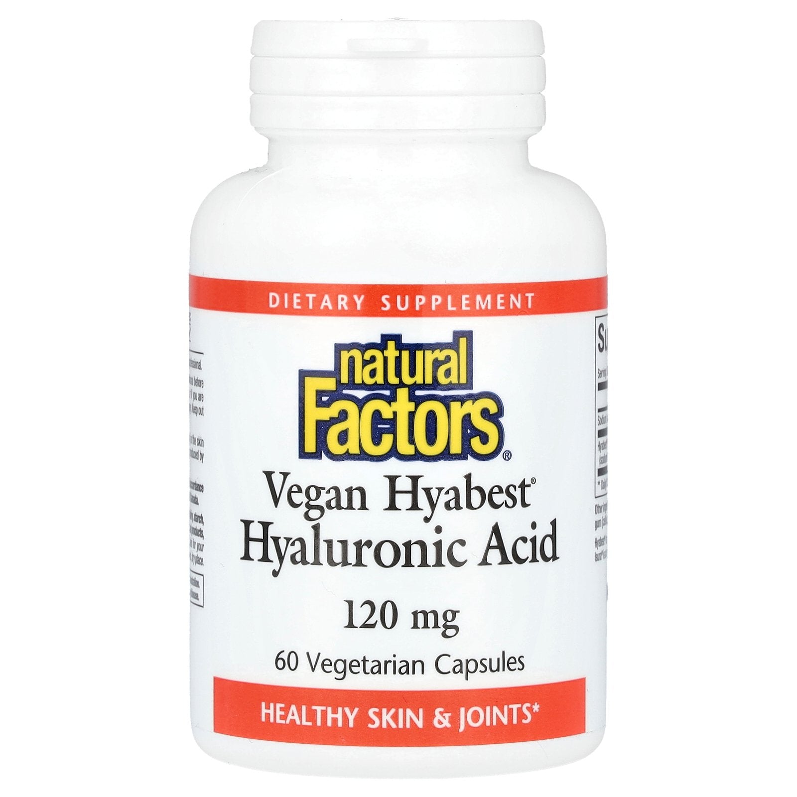 Natural Factors, Vegan Hyabest, Hyaluronic Acid, 120 mg, 60 Vegetarian Capsules