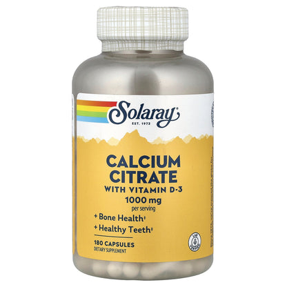 Solaray, Calcium Citrate with Vitamin D-3, 180 Capsules